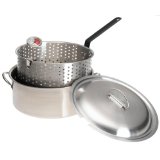 Bayou Classic 1101 10-Quart Stainless-Steel Fry Pot with Lid and Basket